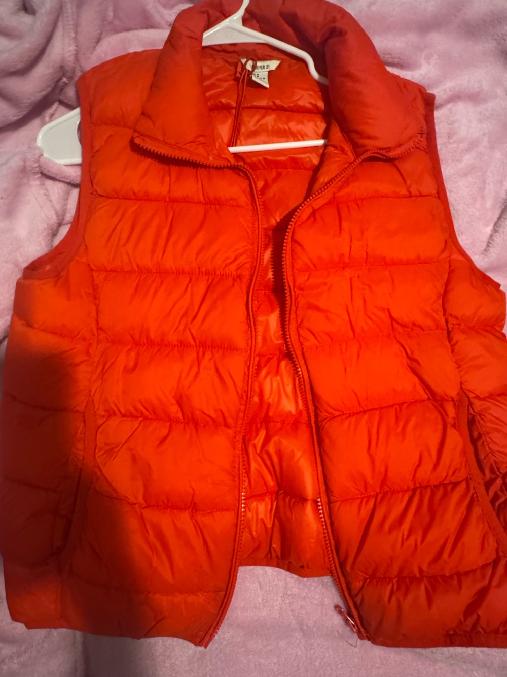 Forever 21 Bright Orange Quilted Puffer Vest